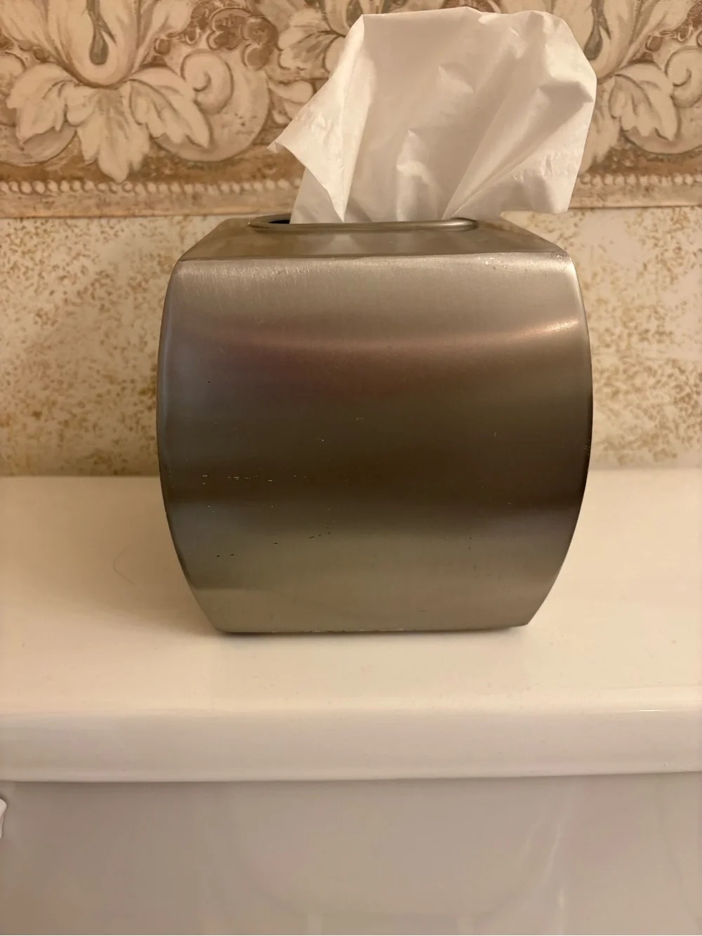 Silver Metallic Square Tissue Box Cover - Home Bath